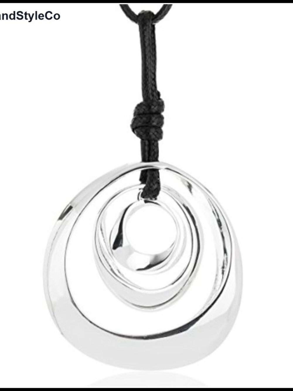 Long Pendant Necklace Silver Plated Black Rope Chain Bohemian Handmade Gift Box